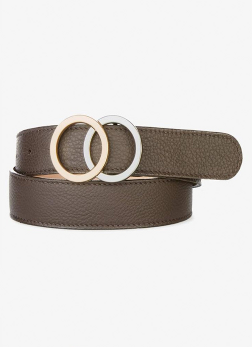 Otir Pebbled Leather Belt Bronze