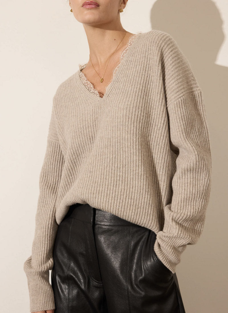 Brochu Walker Ava Lace V-Neck Sweater