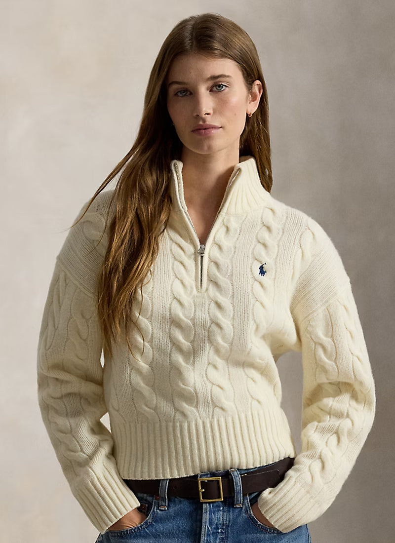 Cable Knit 1/4 Zip Sweater