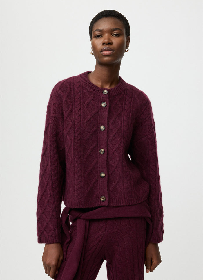 Soft Goat Cable Knit Cardigan