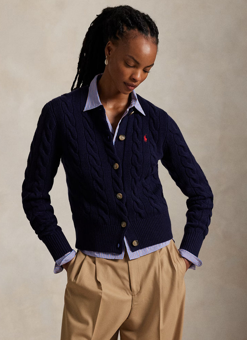 Cable Knit Cashmere Blend Cardigan