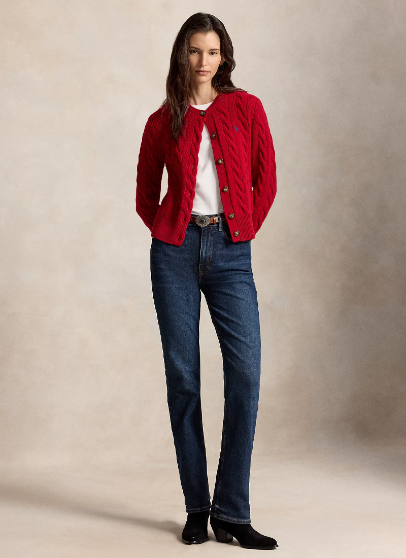 Cable Knit Wool Blend Cardigan