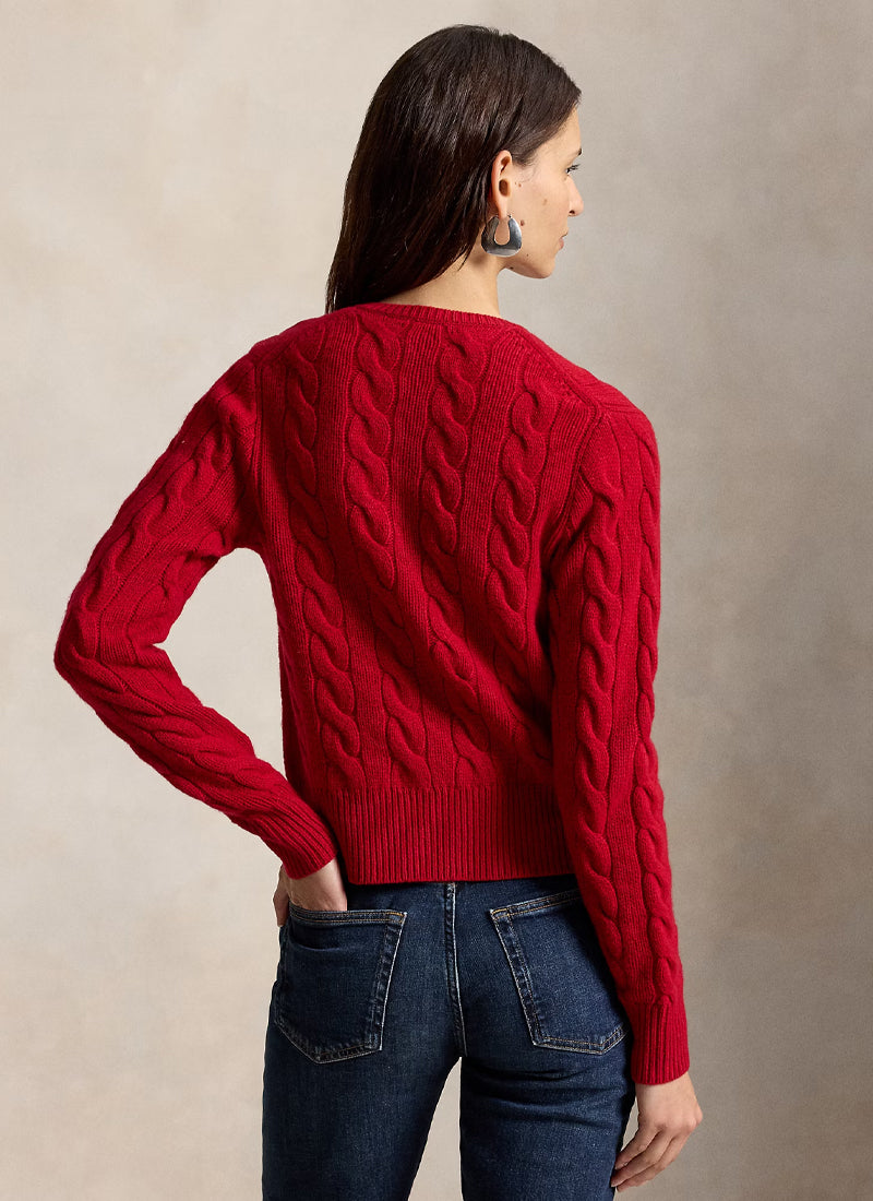 Cable Knit Wool Blend Cardigan