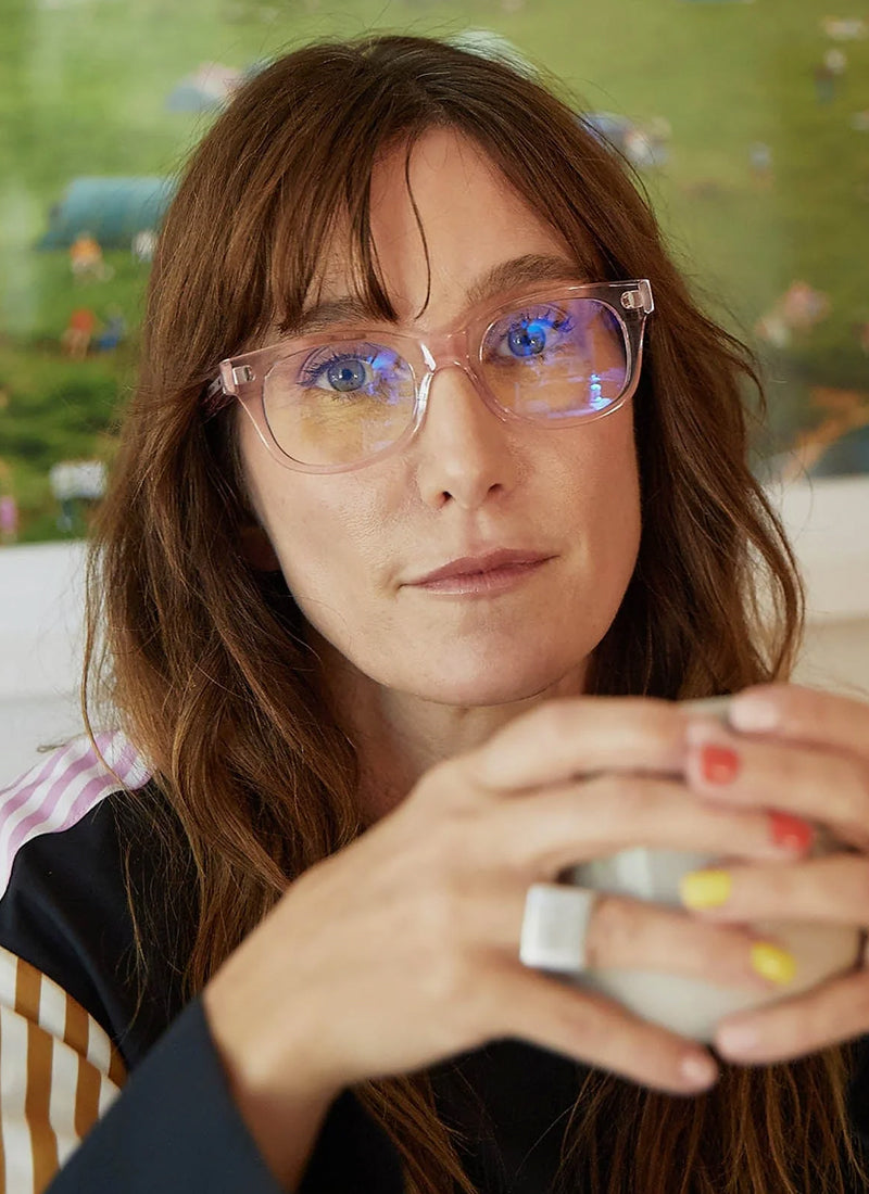 Caddis Bixby Polished Clear Pink Reading Glasses