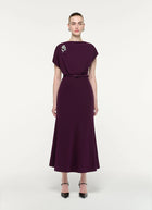  Flower Brooch Cady Midi Dress by ROLAND MOURET at Andrews 