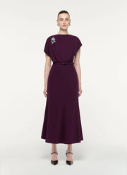  Flower Brooch Cady Midi Dress by ROLAND MOURET at Andrews 