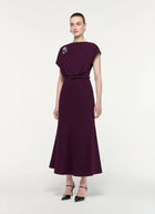  Flower Brooch Cady Midi Dress by ROLAND MOURET at Andrews 
