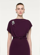  Flower Brooch Cady Midi Dress by ROLAND MOURET at Andrews 