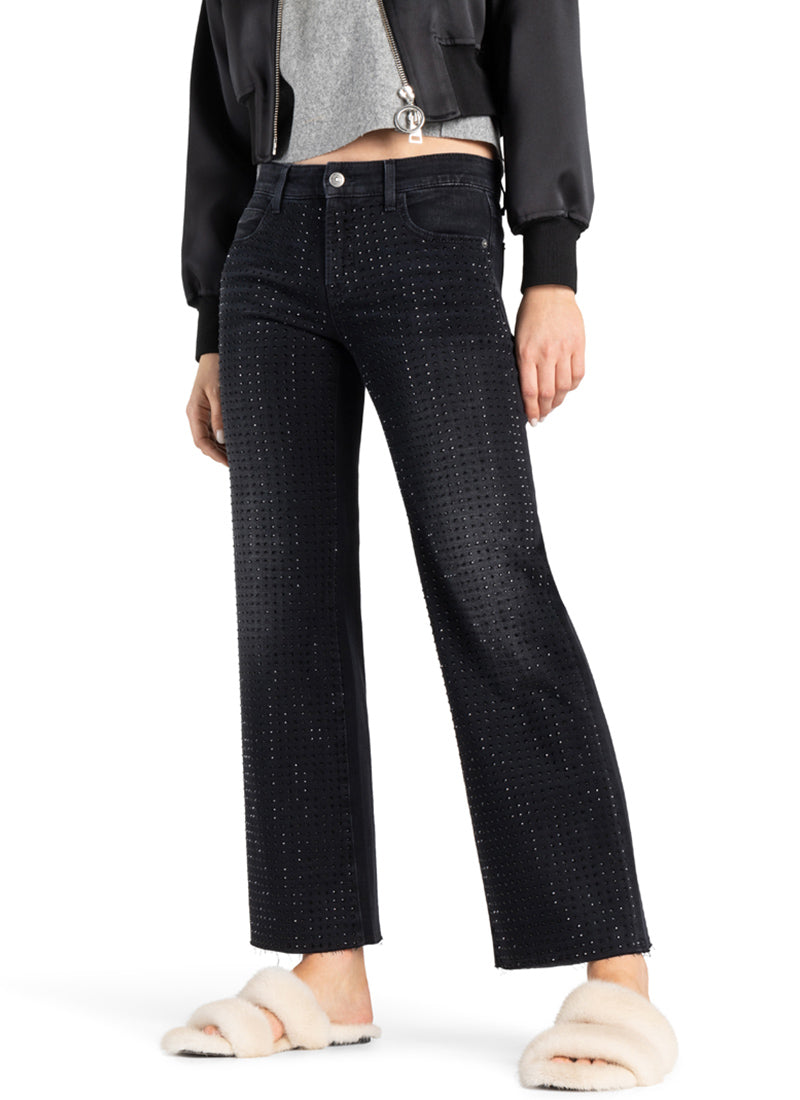 Cambio Tess Studded Wide-Leg Jean