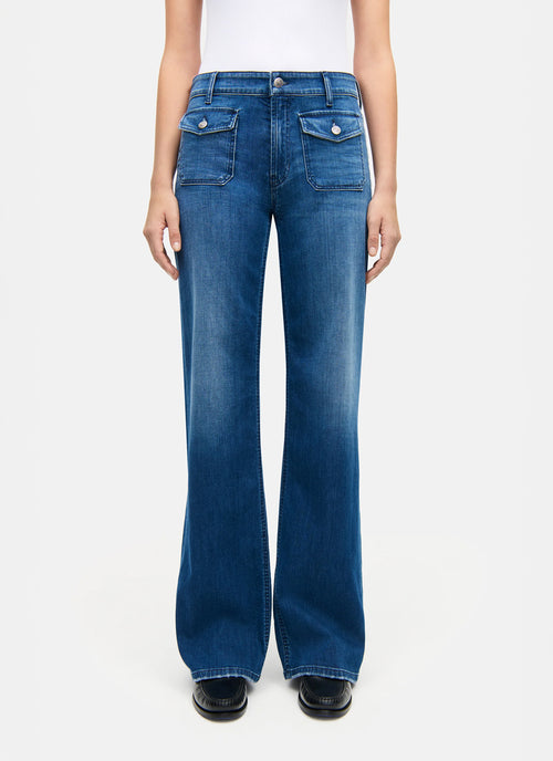 Cambio Aimee Patch Pocket Wide Leg Jeans