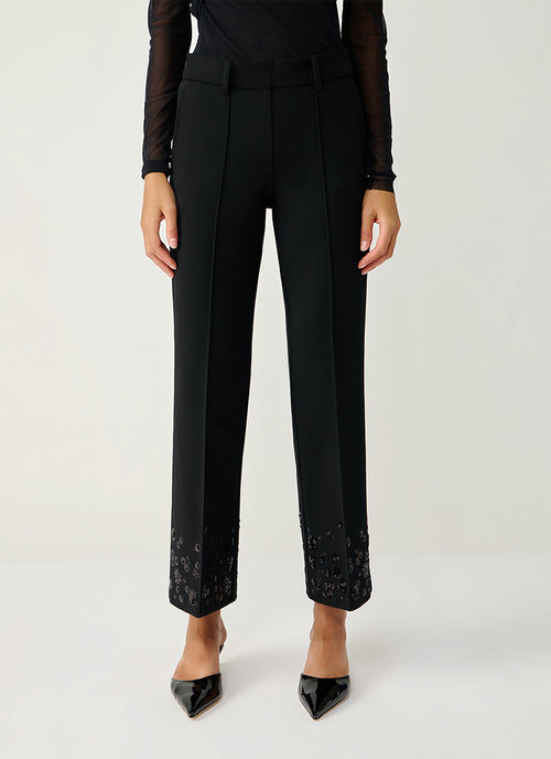 Cambio Francoise Sequins Embroidered Crop Pant