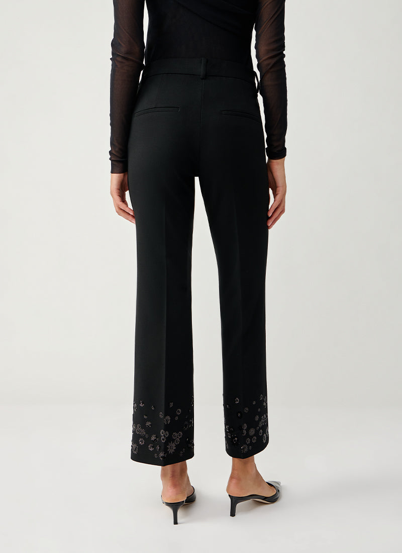 Cambio Francoise Sequins Embroidered Crop Pant