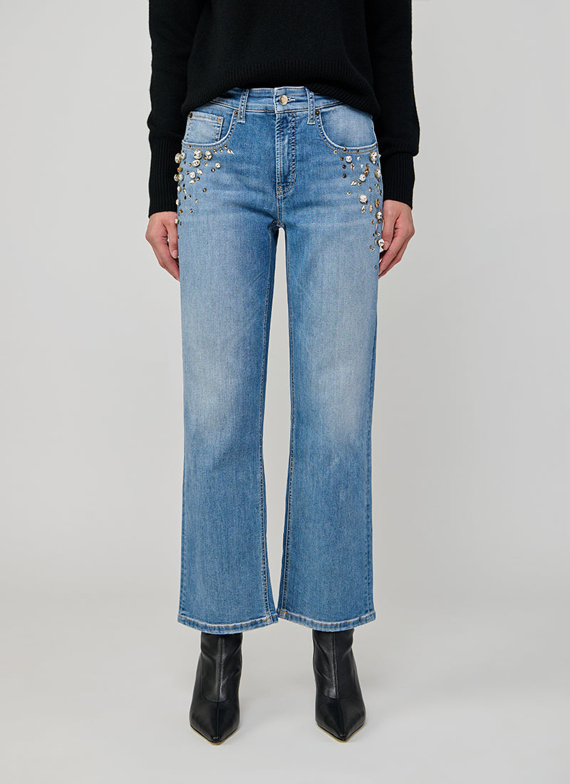 Gini Crystal Embroidered Wide Leg Jeans by Cambio at Andrews