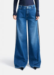 Cambio Alek Side Stripe Wide Leg Jeans