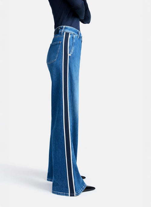 Cambio Alek Side Stripe Wide Leg Jeans
