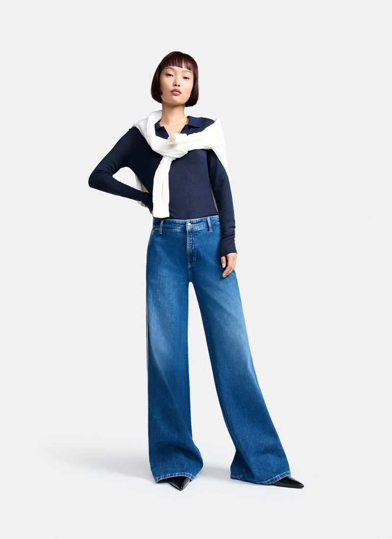 Cambio Alek Side Stripe Wide Leg Jeans