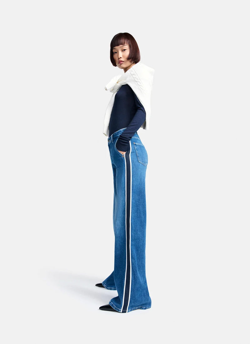 Cambio Alek Side Stripe Wide Leg Jeans