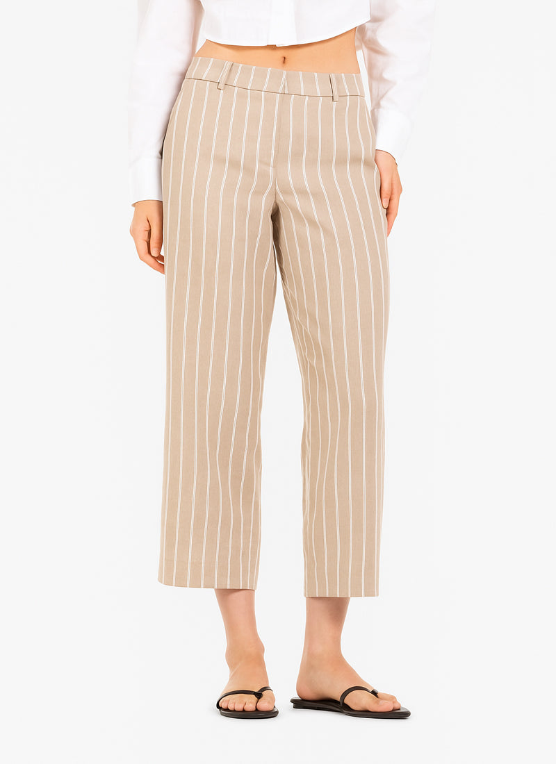 Cambio California Crop Linen Pinstripe Pant