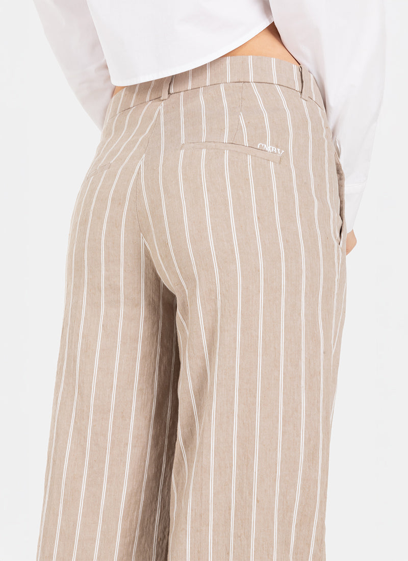 California Crop Linen Pinstripe Pant