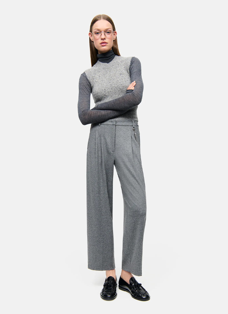 Cambio Emilie Flannel Jersey Crystal Chain Pant