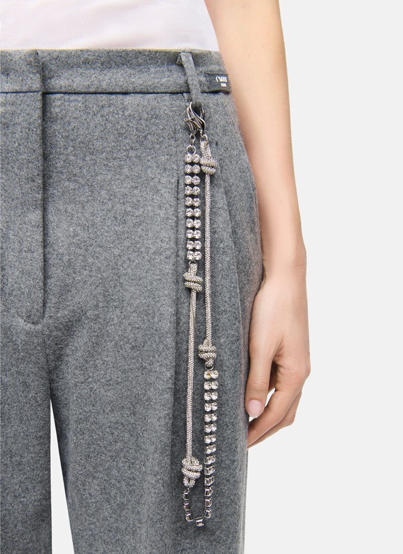 Emilie Flannel Jersey Crystal Chain Pant