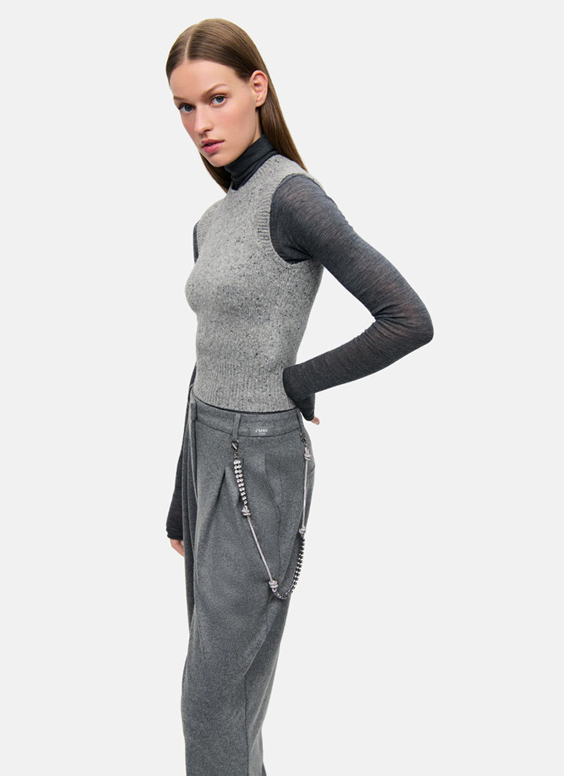 Emilie Flannel Jersey Crystal Chain Pant