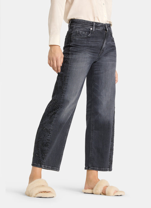 Oria Crystal Wide Leg Crop Jeans