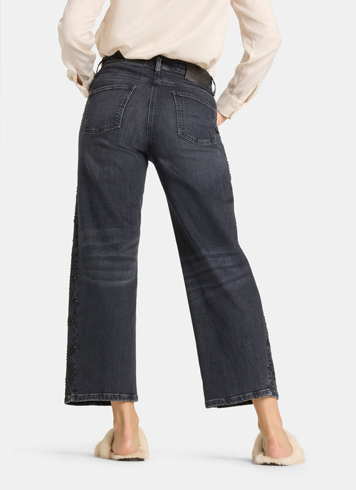 Oria Crystal Wide Leg Crop Jeans