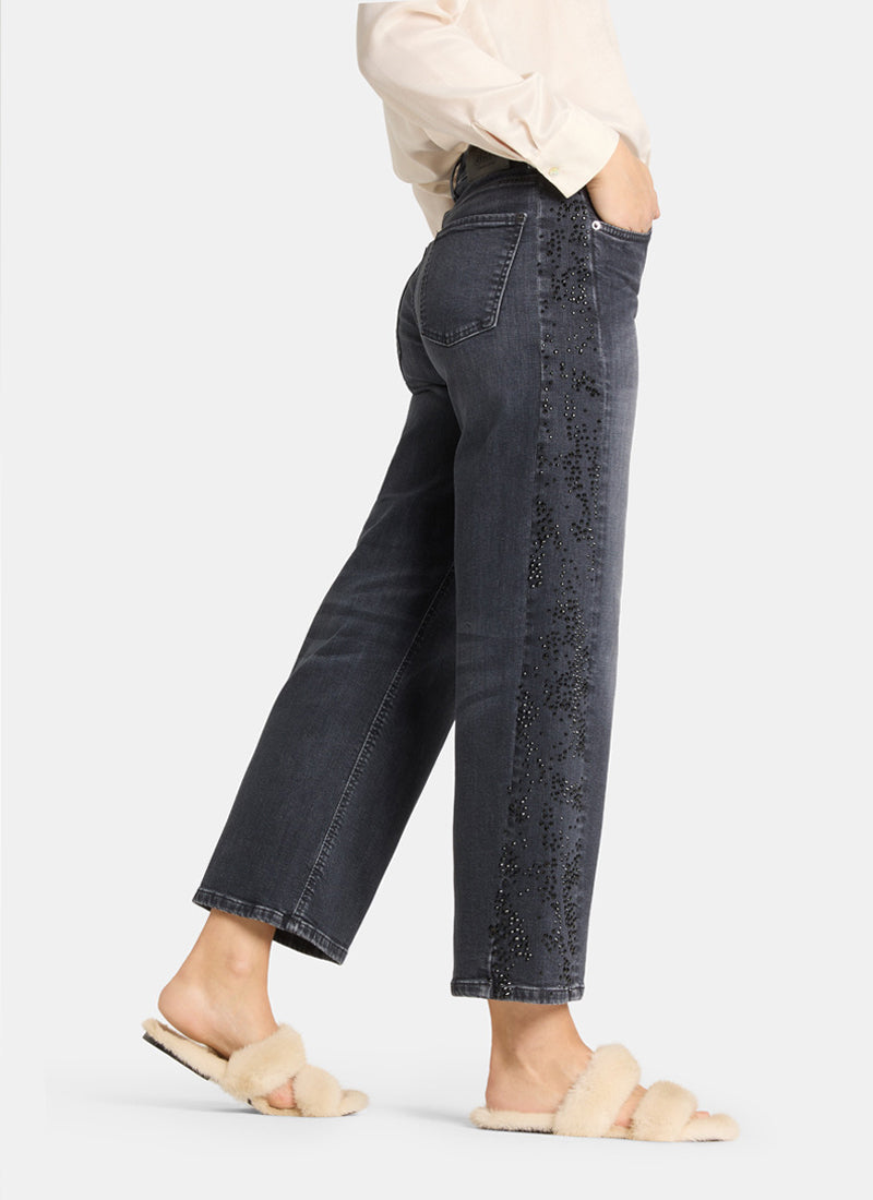 Oria Crystal Wide Leg Crop Jeans