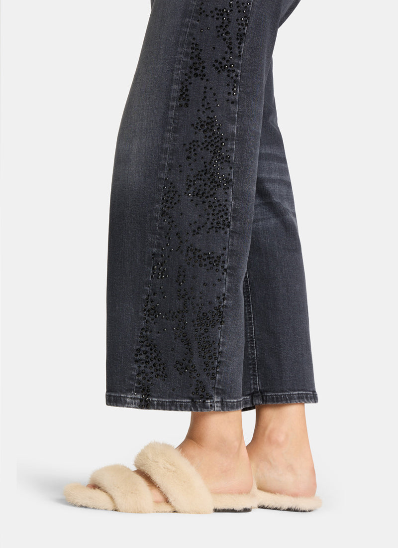 Oria Crystal Wide Leg Crop Jeans