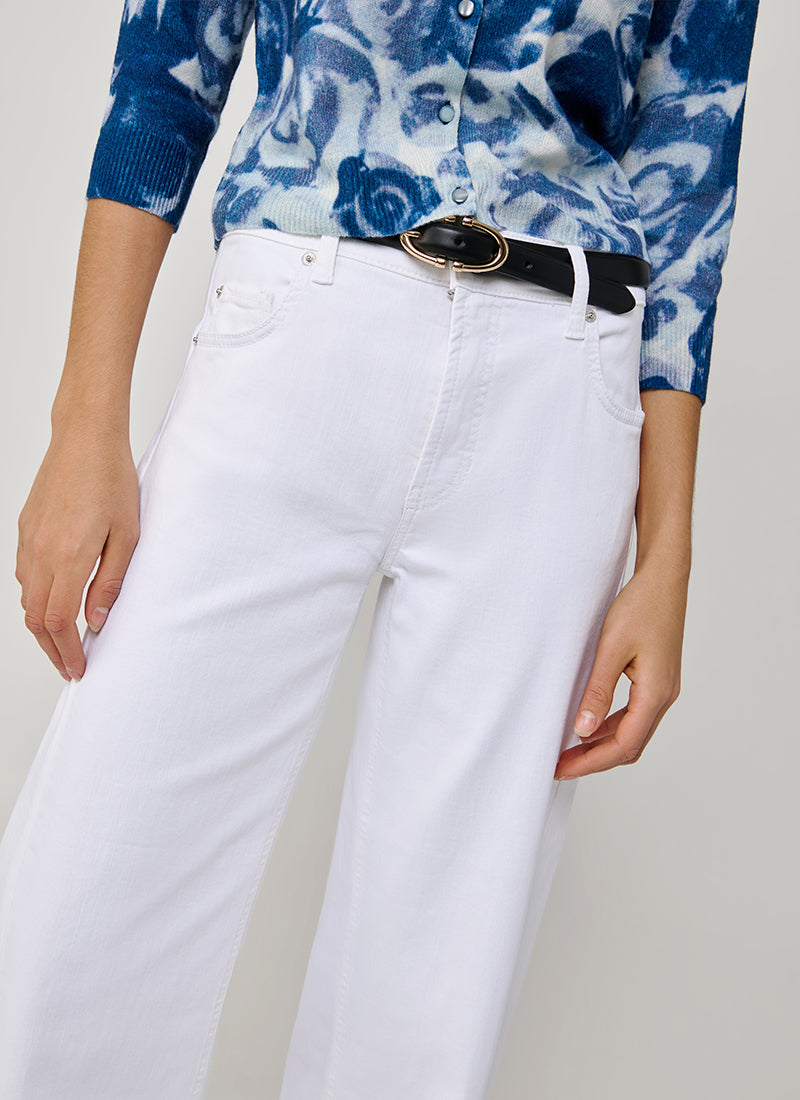 Cambio Oria Pure White Wide Leg Jeans