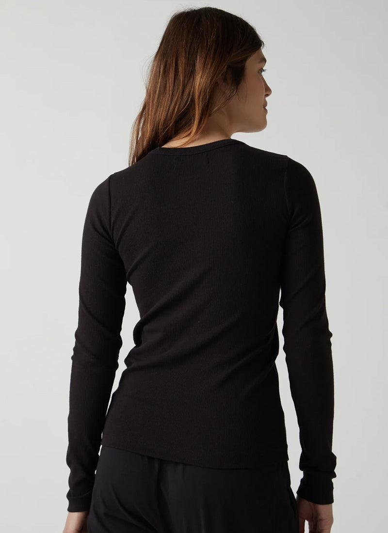 Velvet Camino Cotton Rib Long-Sleeve Top