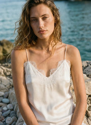 Racer Charmeuse Cami White by CAMI NYC