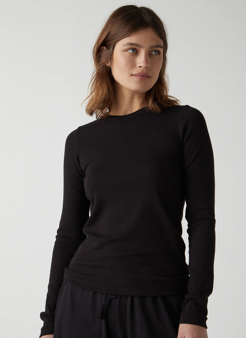 Velvet Camino Cotton Rib Long-Sleeve Top