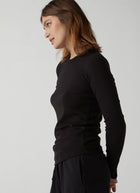 Velvet Camino Cotton Rib Long-Sleeve Top