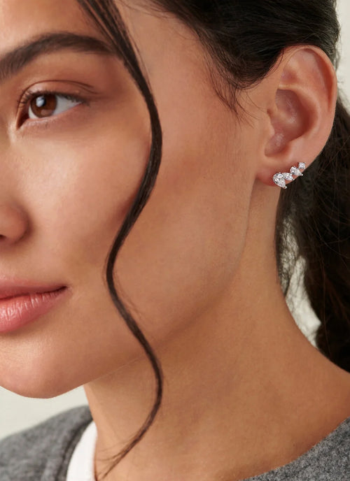 Carat London Abigail Studs White Gold Plated