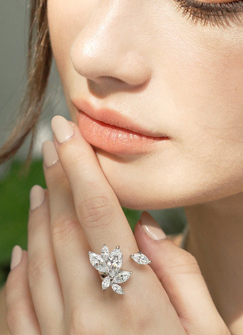 Carat London Frozy Open White Gold Plated Ring