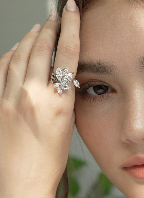 Carat London Frozy Open White Gold Plated Ring