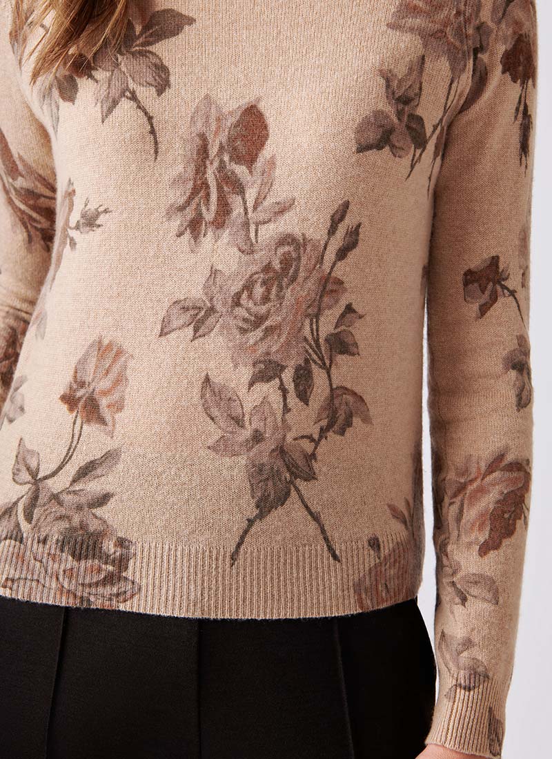Autumn Cashmere Tonal Floral Cashmere Sweater