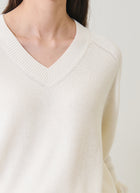 Long Sleeve Cotton Cashmere Rib V Neck Raglan