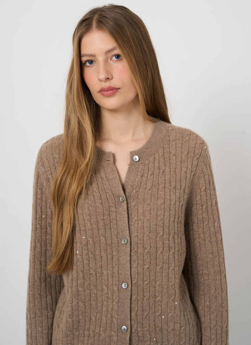 Cashmere Metal Fibre Knit Cardigan