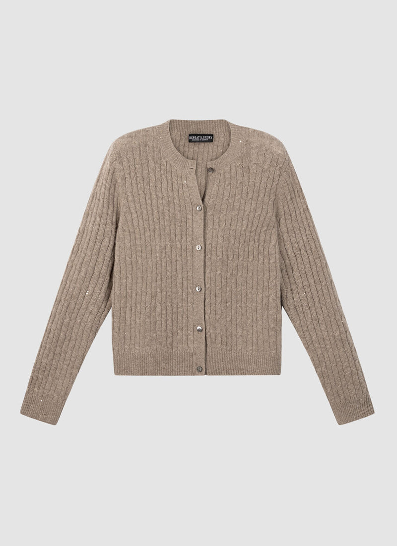 Cashmere Metal Fibre Knit Cardigan