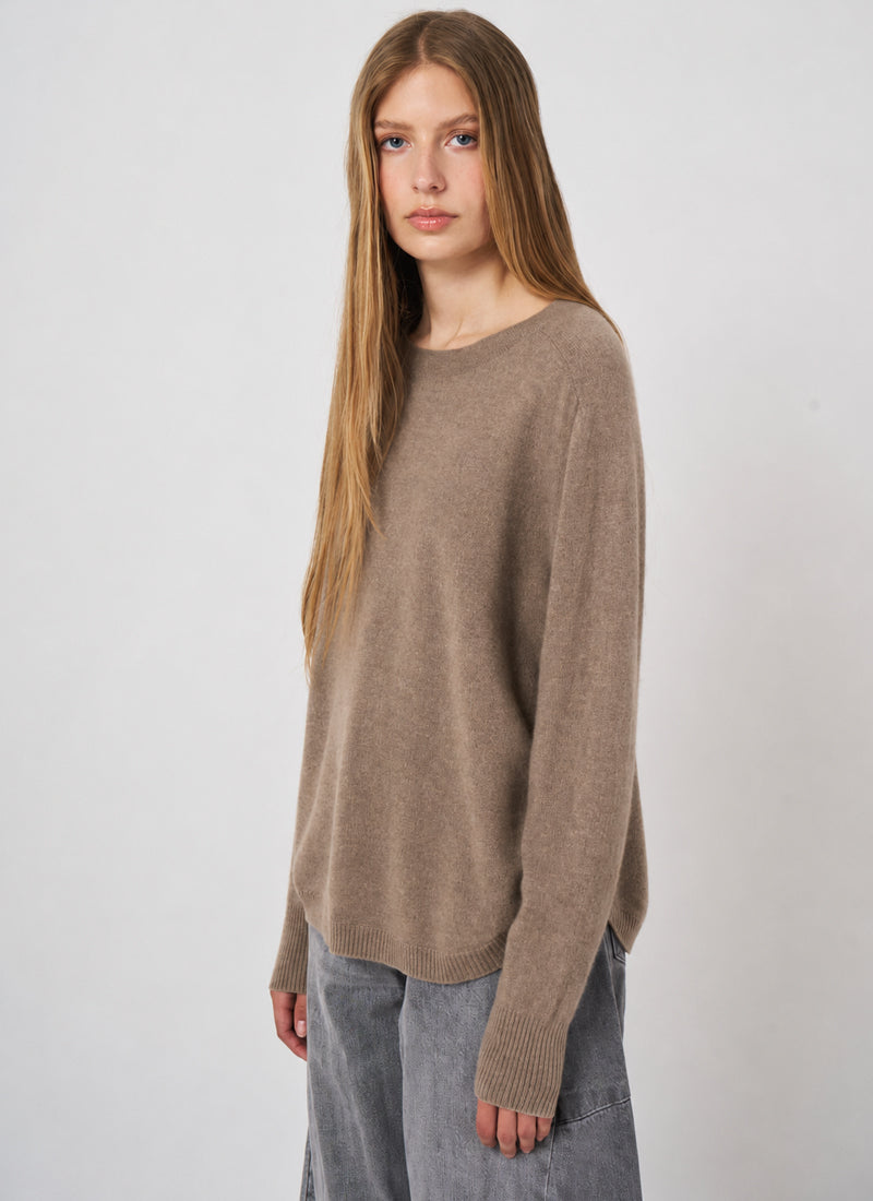 Cashmere Round Button Slit Knit Pullover