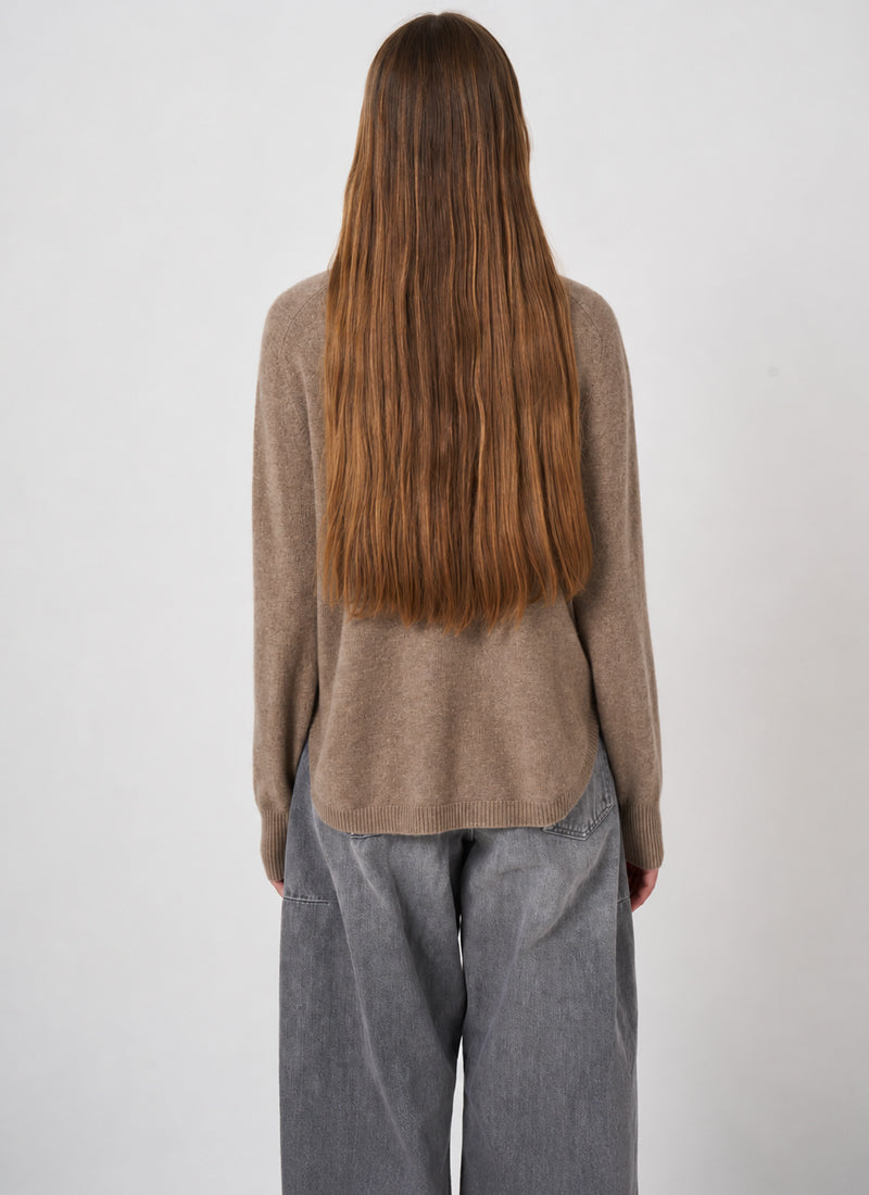 Cashmere Round Button Slit Knit Pullover