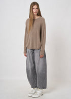 Cashmere Round Button Slit Knit Pullover
