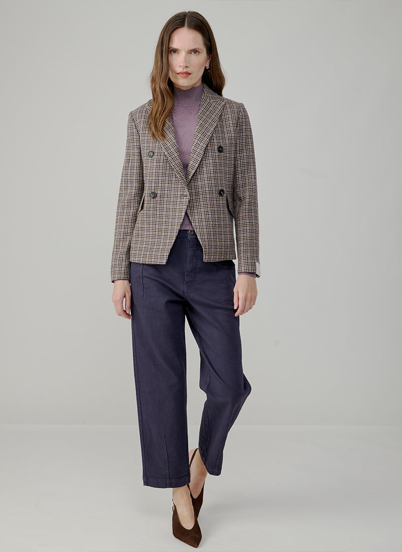  Check Double Breasted Short Blazer by Eleventy at Andrews 