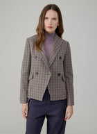  Check Double Breasted Short Blazer by Eleventy at Andrews 