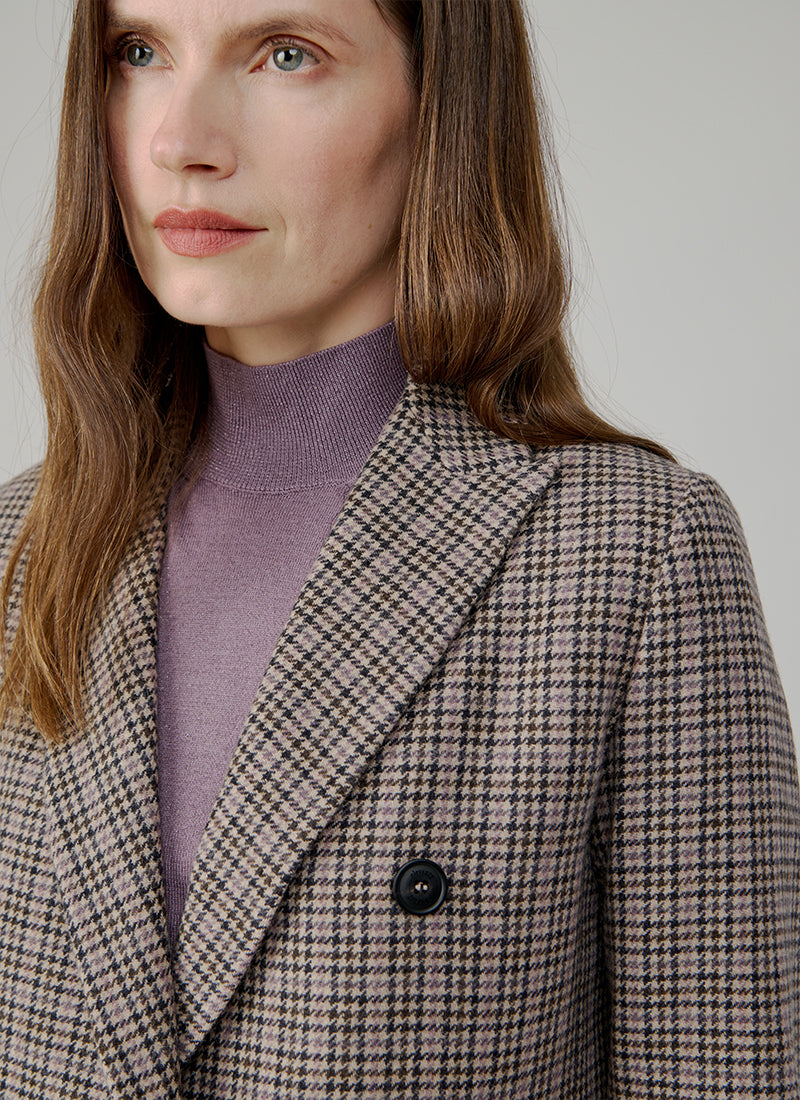  Check Double Breasted Short Blazer by Eleventy at Andrews 