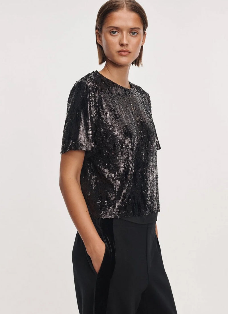 Cher Sequin Short Sleeve Top
