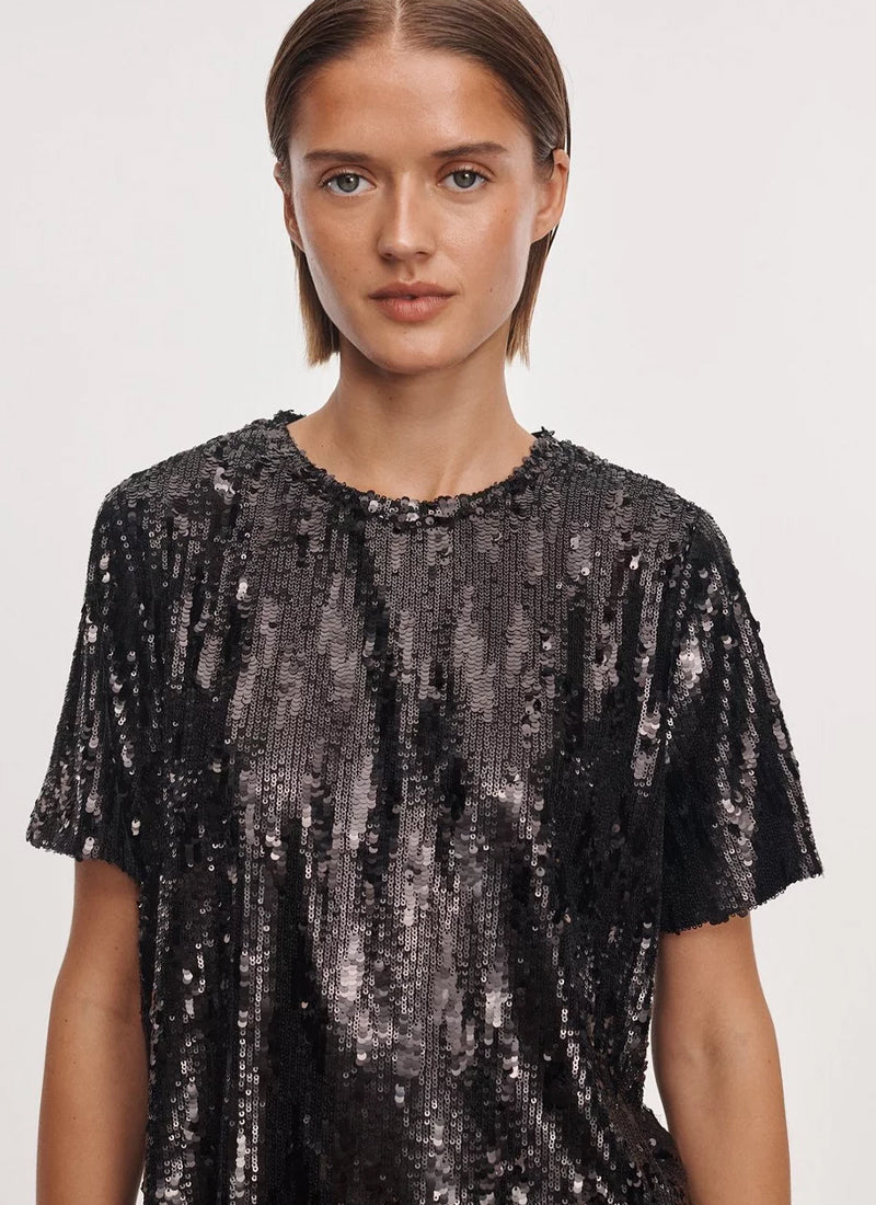 Cher Sequin Short Sleeve Top